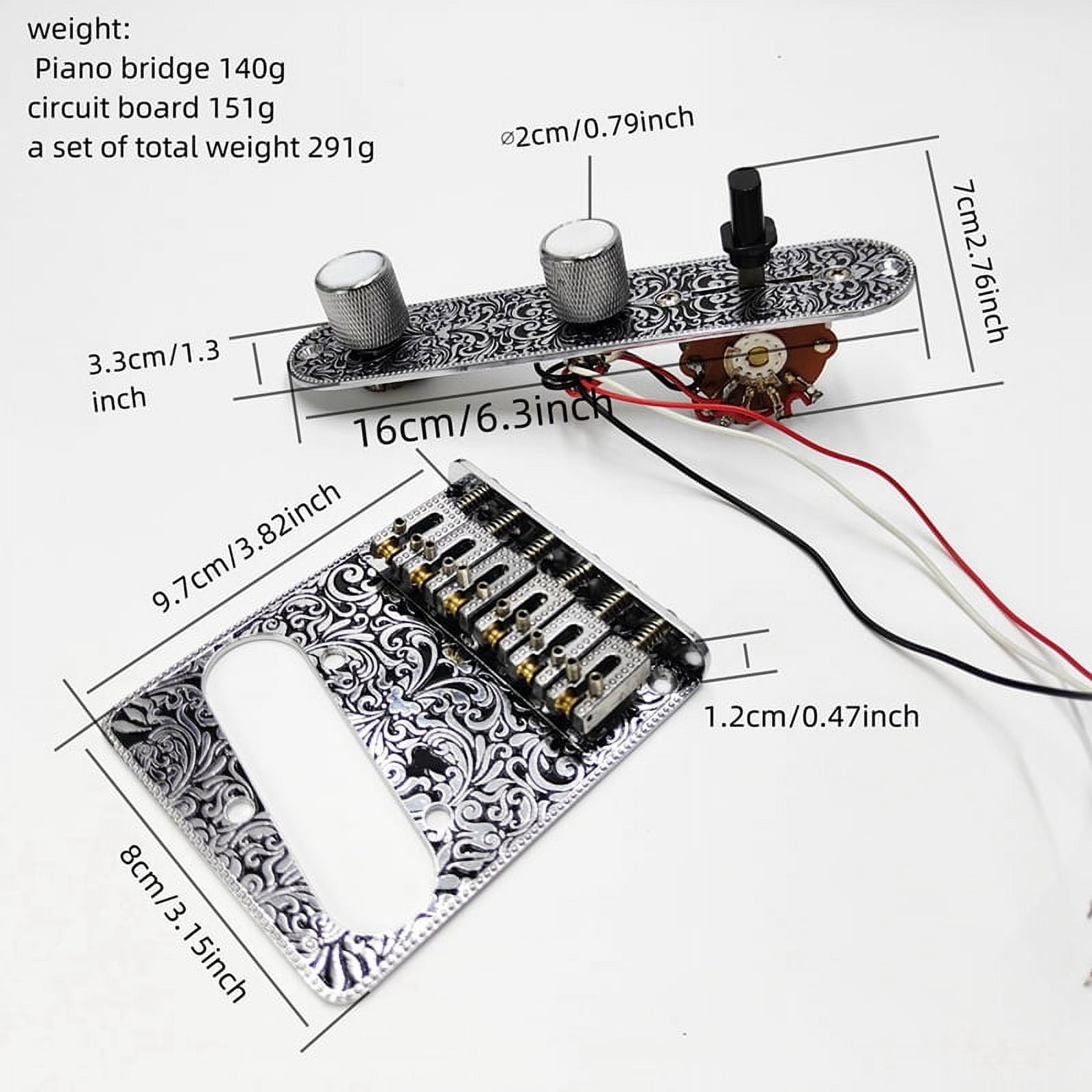 6 String Roller Saddle Guitar Prewired Control Plate and Bridge Plate TL Electric Guitar Replacement Parts Gold