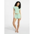 thumbnail image 2 of No Boundaries Sleep Ribbed Tee and Shorts Set, 2-Piece, Women’s XXS-3X, 2 of 5