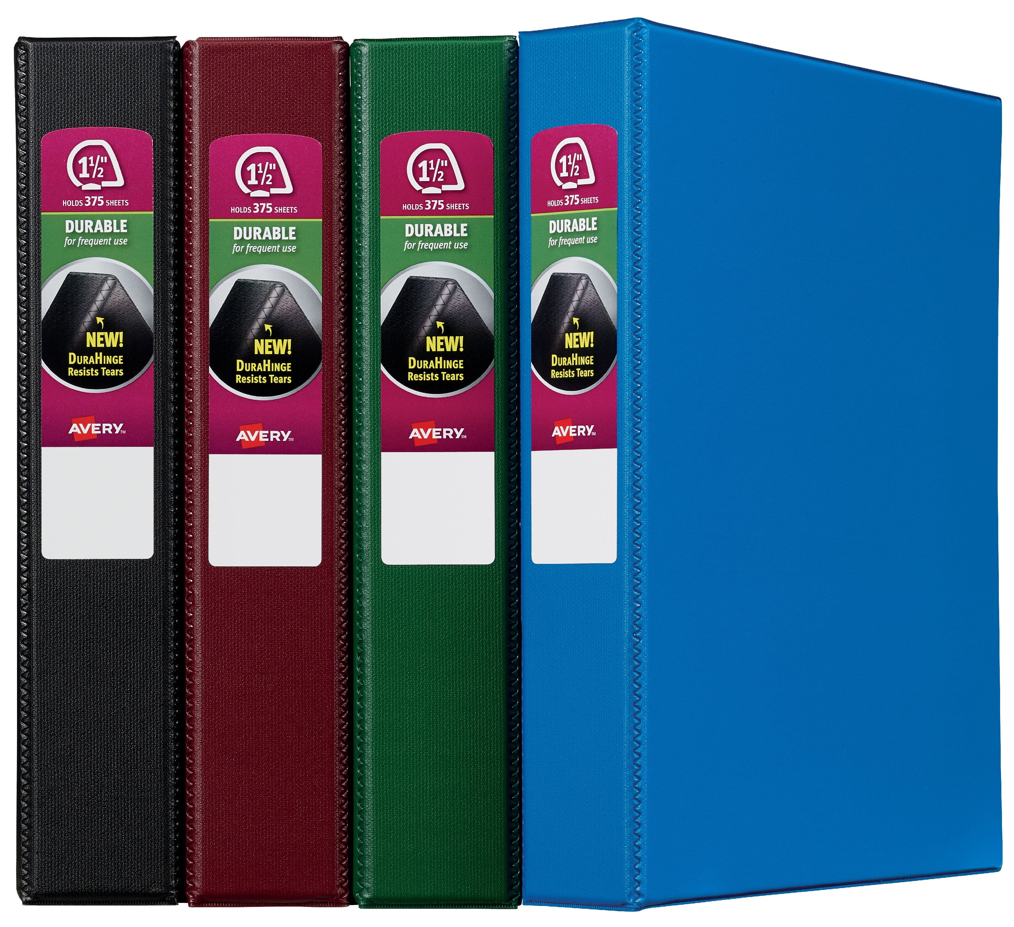 Avery Durable Binder, 1.5" Slant Rings, Assorted Colors (11358)