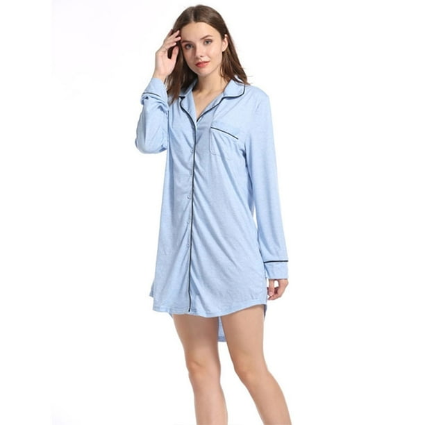 button down pajama gown