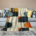 thumbnail image 2 of ARISTURING Mid Century Modern Throw Blanket | Fuzzy, Soft, Warm, Cozy, Reversible Blanke Retro Orange Blue Abstract Geometry Blanket for Bed Couch Sofa Chair Travel, 2 of 6