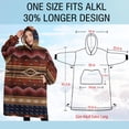 thumbnail image 4 of Oversized Wearable Blanket Hoodie,Boho Multicolor Geometric Ethnic Pattern Sherpa Blanket Hoodie with Super Pockets,Super Warm Fuzzy Pullover for Women & Men, 4 of 6