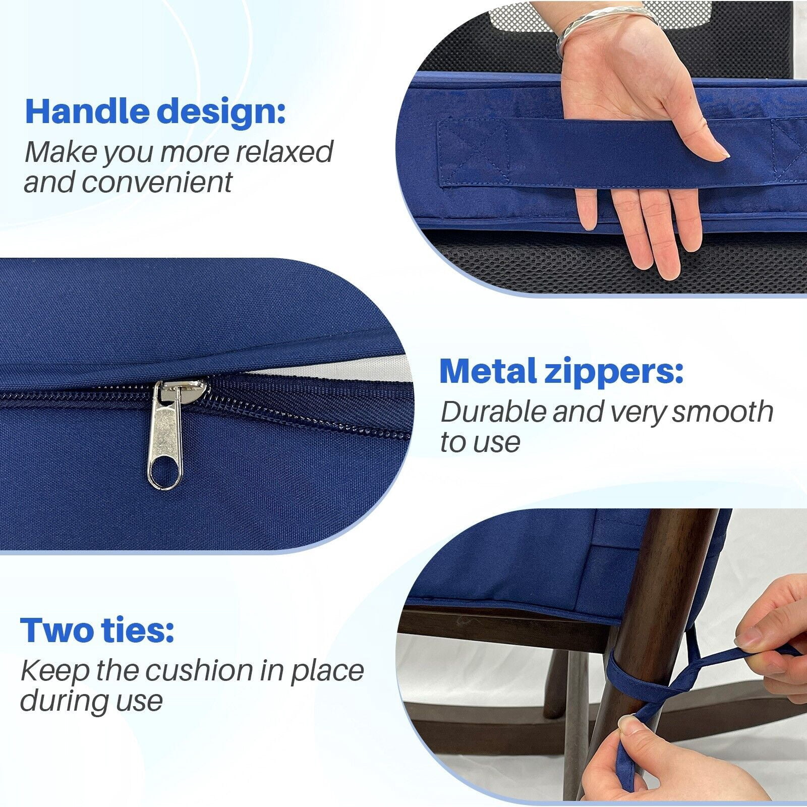 (Set of 2) Outdoor Chair Cushions for Patio Furniture, Waterproof 19" x 19" x 3" Square Patio Chair Seat Cushion with Non-Slip Ties & Handle