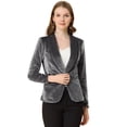 thumbnail image 1 of Abrigo De Oficina Para Mujer Chaqueta De Terciopelo Con Botones Y Cuello Chal Sólido gris XL, 1 of 7