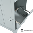 thumbnail image 6 of Fluted Kitchen Island On Wheels with Trash Can Storage Cabinet and Drawers, Rolling Kitchen Islands Built-in Power Outlet, Internal Storage Rack and Open Side Racks, Grey+Blue, 6 of 8