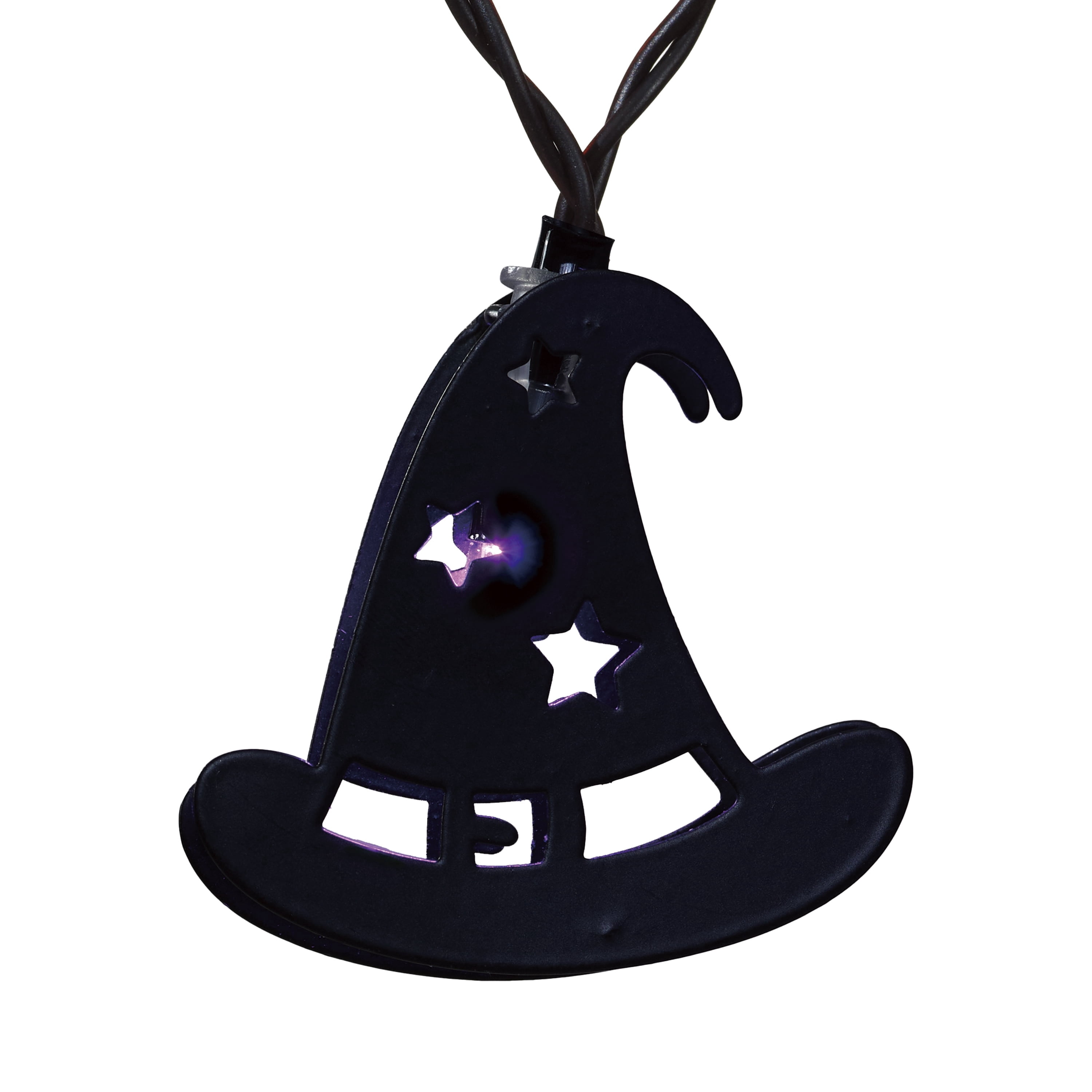 Indoor 10-Count Battery-Operated LED Metal Witch Hat String Lights, Purple, 4.5', Halloween by Way To Celebrate