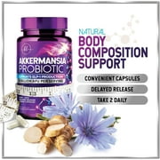 Akkermansia Probiotic - 2 Billion AFU per Serving - Best Strain for GLP-1 Production Support with Prebiotic Fiber for Natural Digestive & Gut Health - Bottled in USA for Women & Men - 60 Capsules