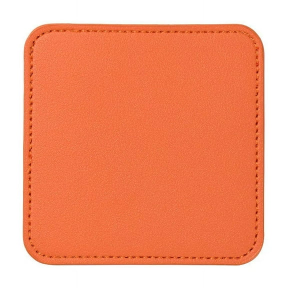 Zhuge 4Pcs PU Leather Coasters Round Waterproof Non-Slip Coasters for Coffee,Tea Cups-3.54*3.54inch,Orange