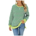 thumbnail image 3 of Xudanell Women's Crewneck Cropped Pullover Sweatshirt Cute Basic Long Sleeves Workout Tops weatshirts Oversized Pullover Hoodies (Green,XXL), 3 of 8