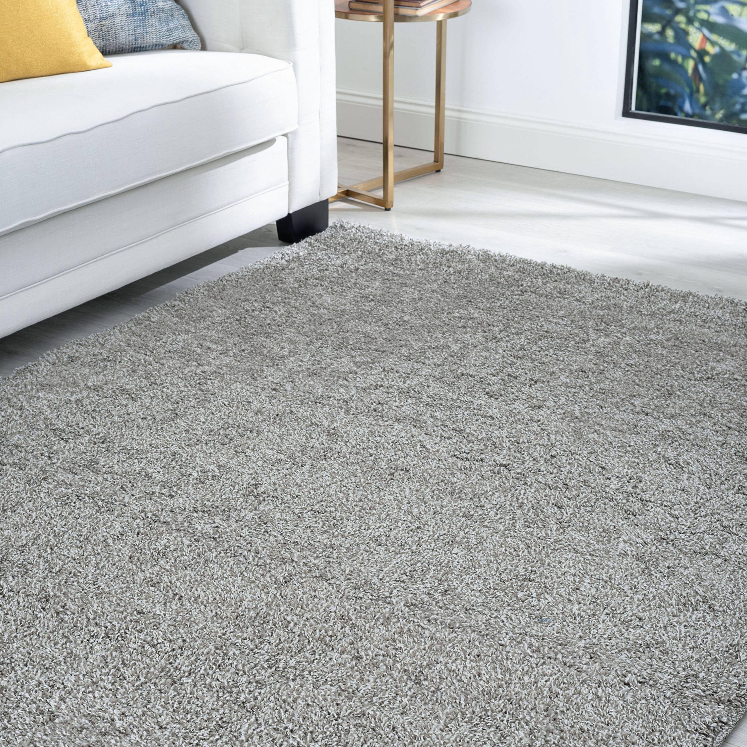 Shag 8x10 Area Rug Thick (7'10'' x 10') Solid Taupe Living Room Easy to Clean