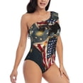 thumbnail image 3 of Rateoe North American Bald Eagle1 Pattern Women One Piece Swimsuits Tummy Control One Shoulder Bathing Suits Ruffle Swimwear-XX-Large, 3 of 6