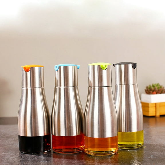 Masteelf Stainless Steel Oil Dispenser Sauce Pourer Vinegar Bottle Kitchen Supplies for Home (Green）