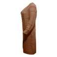 thumbnail image 4 of Robe Tricotée à Manches Longues pour Femmes Motif Crochet Unie Côtelée Robe Décontractée, 4 of 5