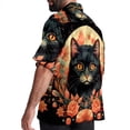 thumbnail image 3 of Retro Cat Men's Casual Poplin Button Down Short Sleeve Shirts for Summer Beach - Unisex, 3 of 6