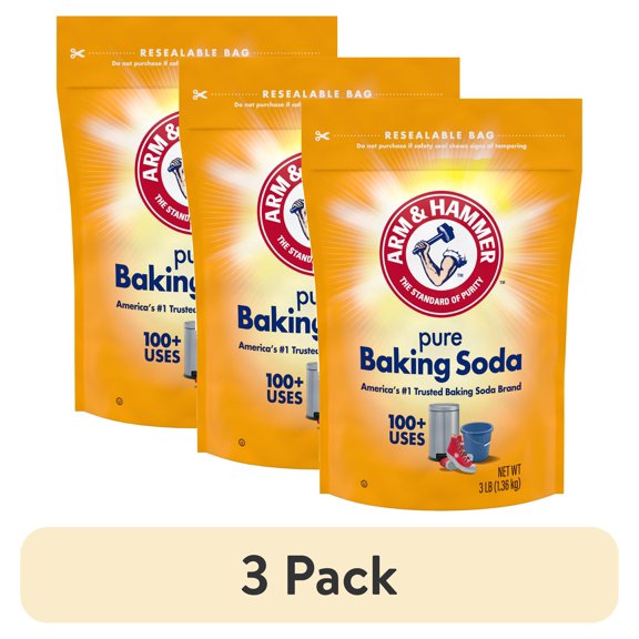 (3 pack) ARM & HAMMER Baking Soda for Cooking, Cleaning, Laundry, Deodorizing, & More, 3 lb Bag
