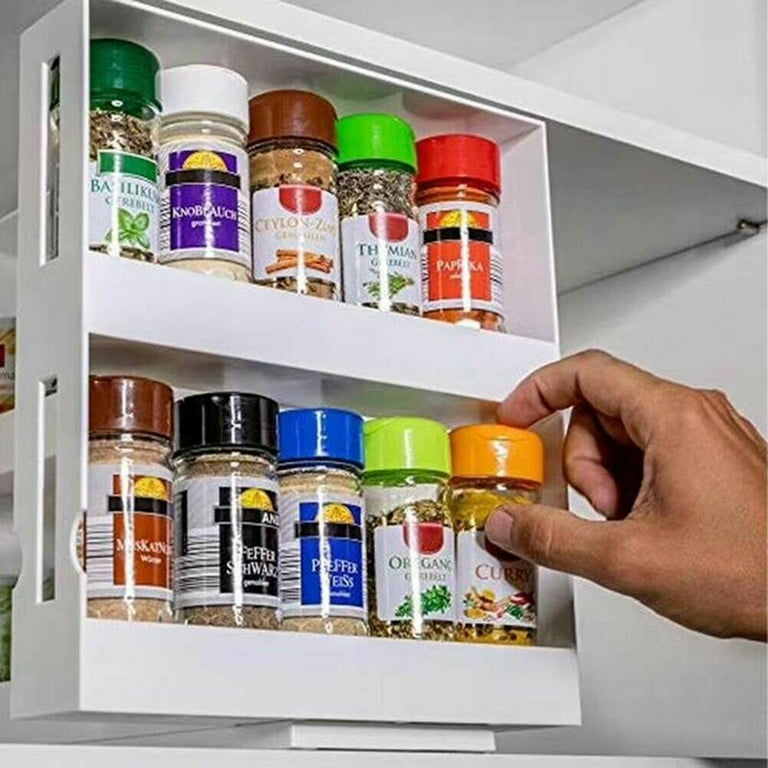 Spice Organizer Rack Rotating Storage Shelf Sliding Cabinet Spice
