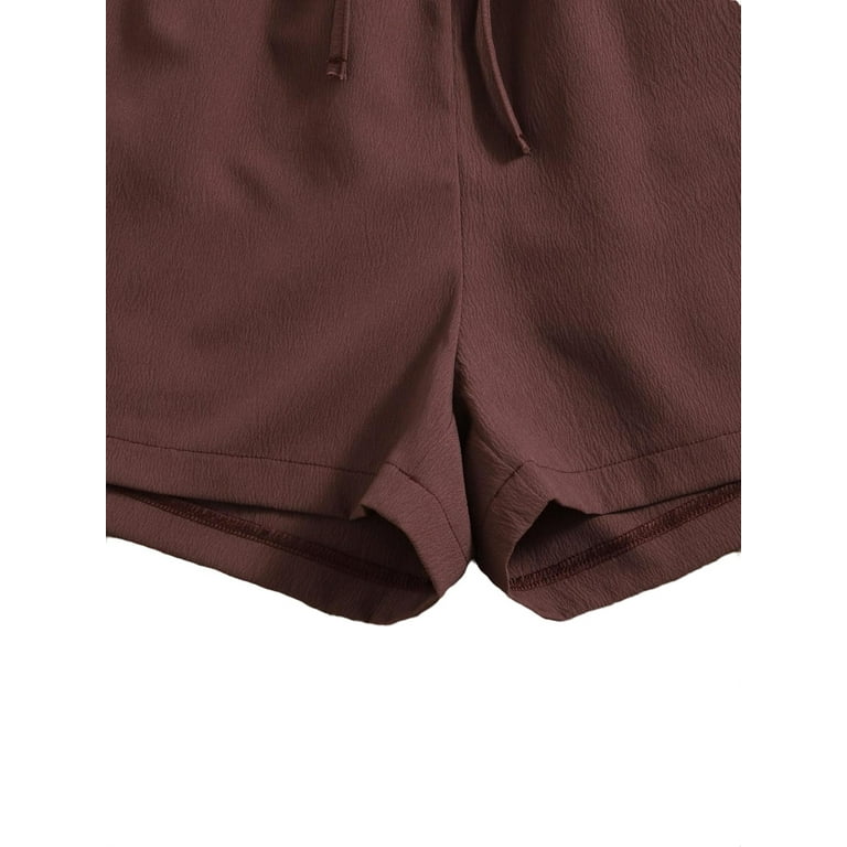 Dark brown top shorts womens