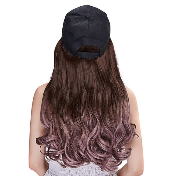 Baseball Hats with Hair Attached for Women Synthetic Hair Baseball Cap Long Wavy Hair Daily Party