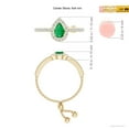 thumbnail image 4 of ANGARA Natural Floating Pear-Shaped Emerald Bolo Ring with Halo in 14K Yellow Gold for Women (Size-6x4mm) | May Birthstone, Birthday, Anniversary, Jewelry Gift for Women | Natural Emerald Ring, 4 of 9