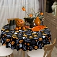 thumbnail image 2 of Halloween Spooky Round Tablecloth Black Bat Cobweb and Ghost Decorative Table Cloth 60 Inch Polyester Fabric Farmhouse Pumpkin Table Cover for Home Kitchen Outdoor Halloween Party, 2 of 6