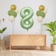 thumbnail image 3 of Juego de globos del primer cumpleaños - 0-9 números de papel de aluminio y 10 globos verdes con cinta para decoraciones de fiesta, 3 of 7