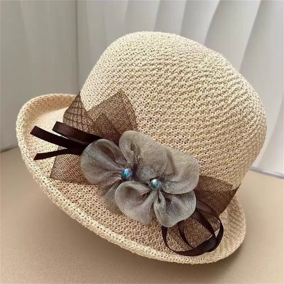 Delayuji Women Fascinator Hat Bowler Bucket Hat Elegant Packable Dress Hat for Tea Party Bridal Wedding Church Garden Racing Events One Size