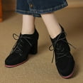 thumbnail image 2 of Women's Suede Ankle Boots Chunky High Heeled Lace Up Fall Booties Low Top Casual Dress Shoes, 2 of 5