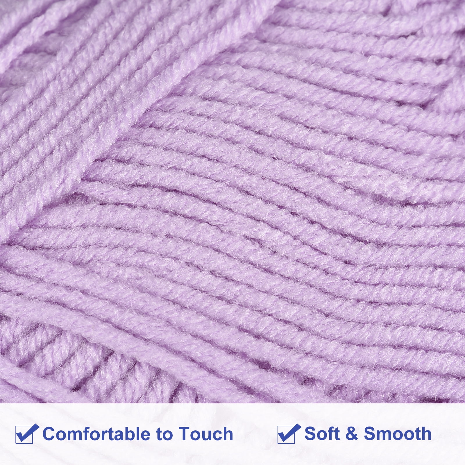300g - 6Pack of 50g Acrylic Yarn Skeins Soft Crochet Yarns for Knitting Light Purple