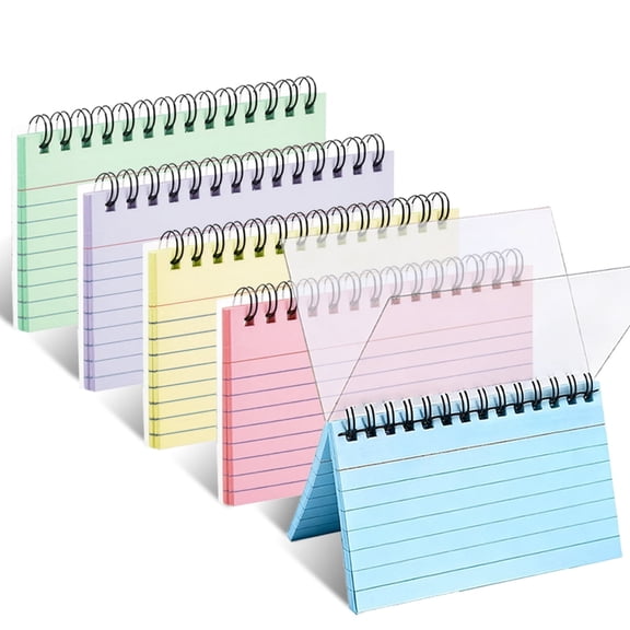 WLGJL 50 Sheets Spiral Bound Index Cards, 3x5 Inches Colored Ruled Index Cards with Ring, Colorful 5 Pack