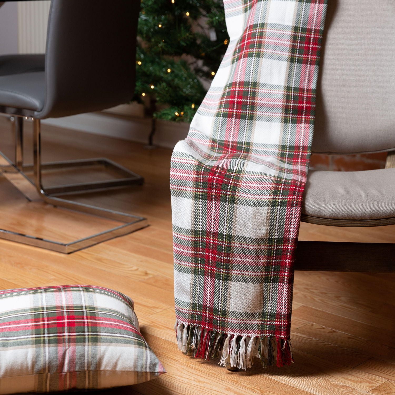 Fabstyles Celebration Plaid Throw Blanket, 100% Cotton