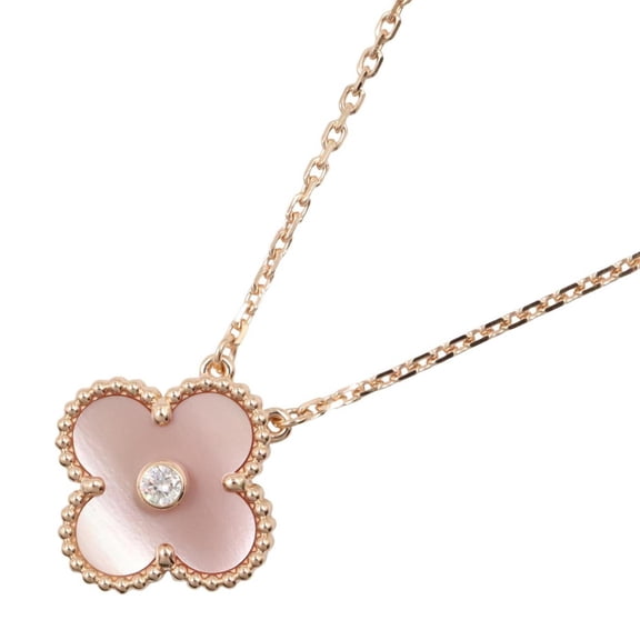 Pre-Owned Van Cleef & Arpels Vintage Alhambra 1PD Necklace, 18KPG (Pink Gold), Diamond, Pink...