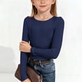 thumbnail image 1 of UACY Kids Girls Long Sleeve Shirts Crewneck Ruched Side Slim Fit Tops Ribbed Knit Casual Tee Shirt, 1 of 8
