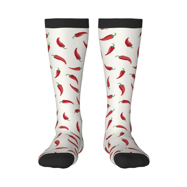 Fotbe Chili Calcetas Divertidas Estampadas para Hombre y Mujer, Calcetas de Algodón hasta la Rodilla para Caminar, Correr, Enfermería y Embarazo