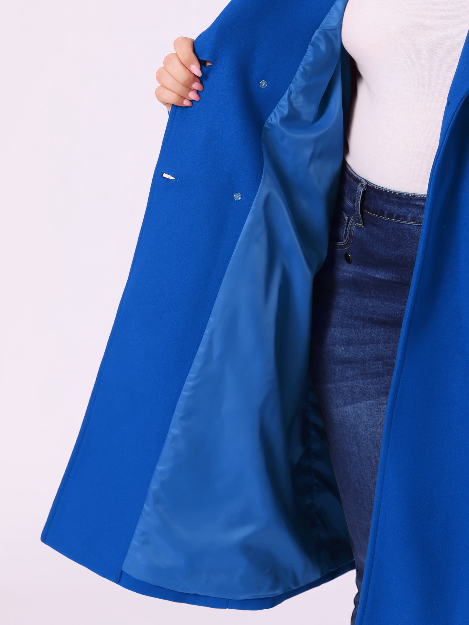 DARING DIVA Women's Plus Size Notched Lapel Warm Double Breasted Coat 2X Royal Blue