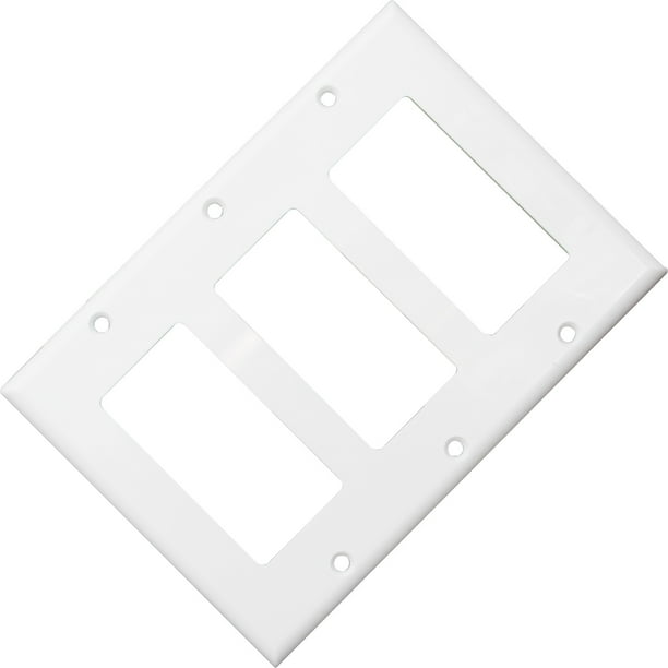 Wall Plate, White, Blank Decora, Triple Gang