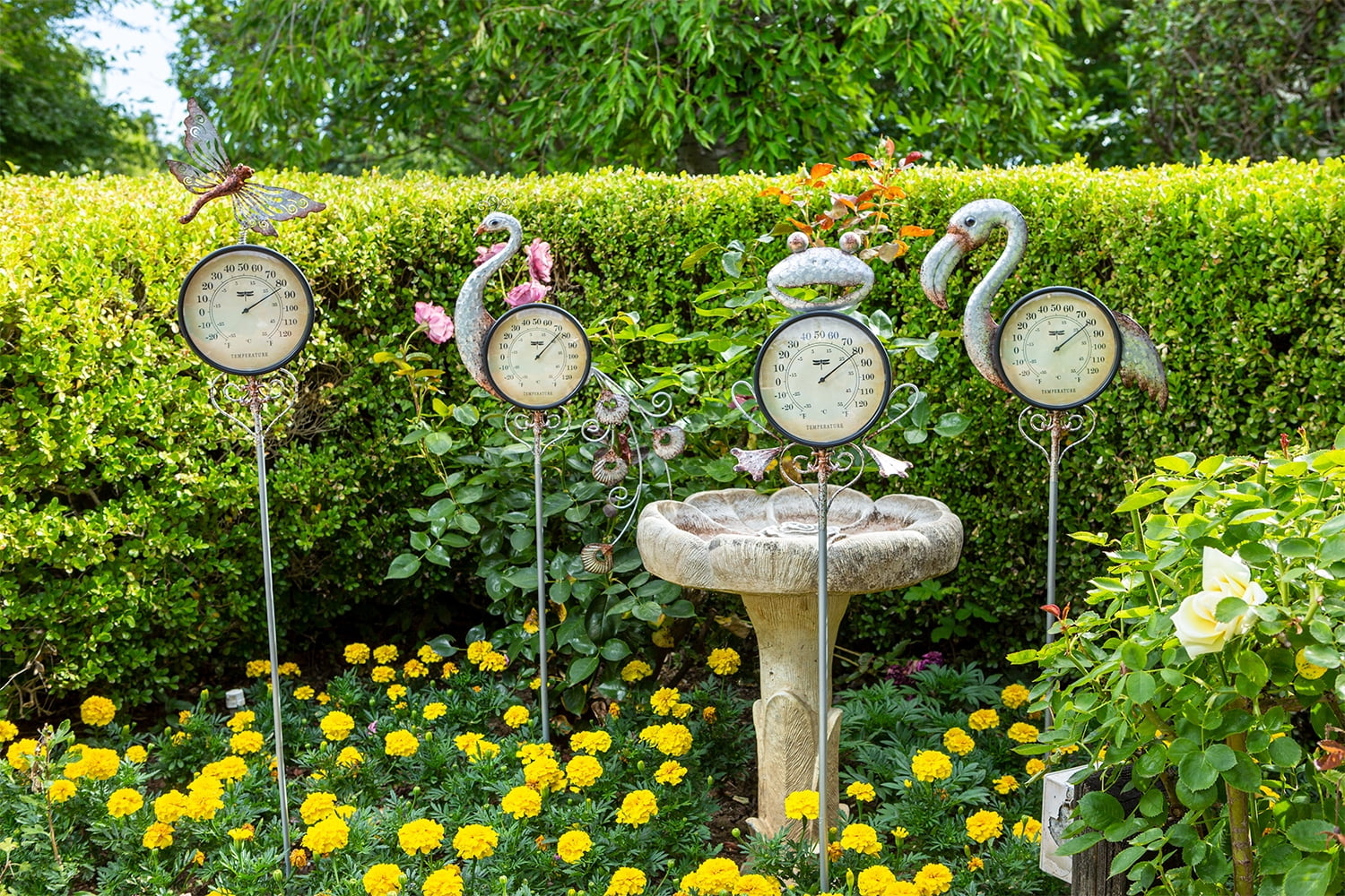 Poolmaster Outdoor Thermometer Garden Stake and Backyard Décor - Peacock