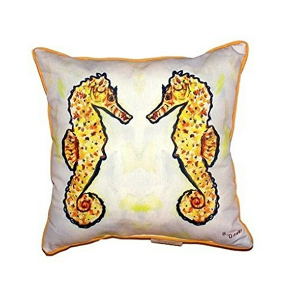 Gold Sea Horses Zippered Throw Pillow