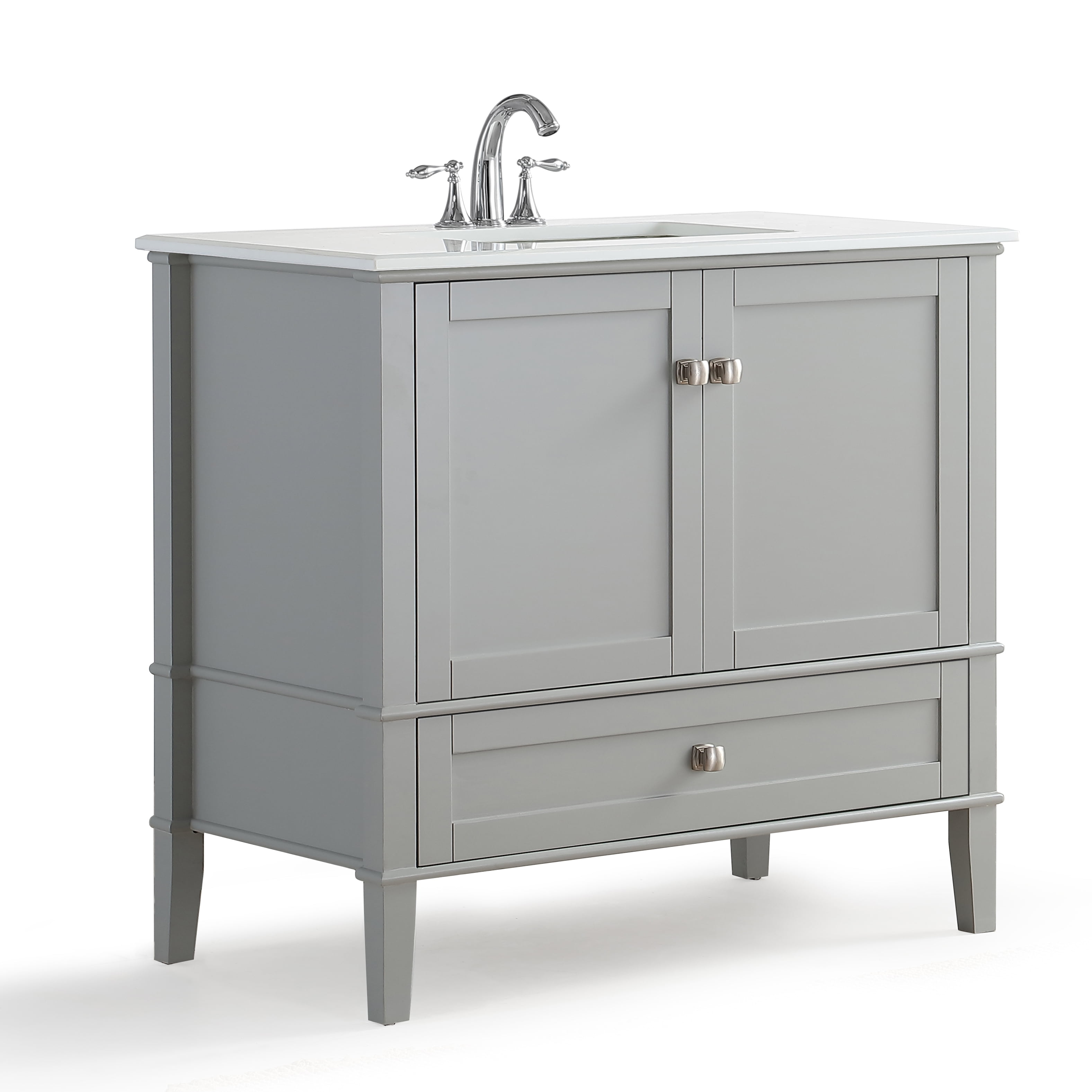 Simpli Home Chelsea 36 Bath Vanity With White Quartz Marble Top Walmartcom Walmartcom