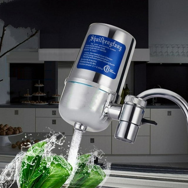 Fiudx Filtro de Agua para Grifo, Sistema de Purificación de 8 Capas, Elimina Plomo y Metales Pesados, Ajuste Universal para Cocina y Baño, Fácil Instalación, Larga Duración, Tamaño 12 X 7 Cm