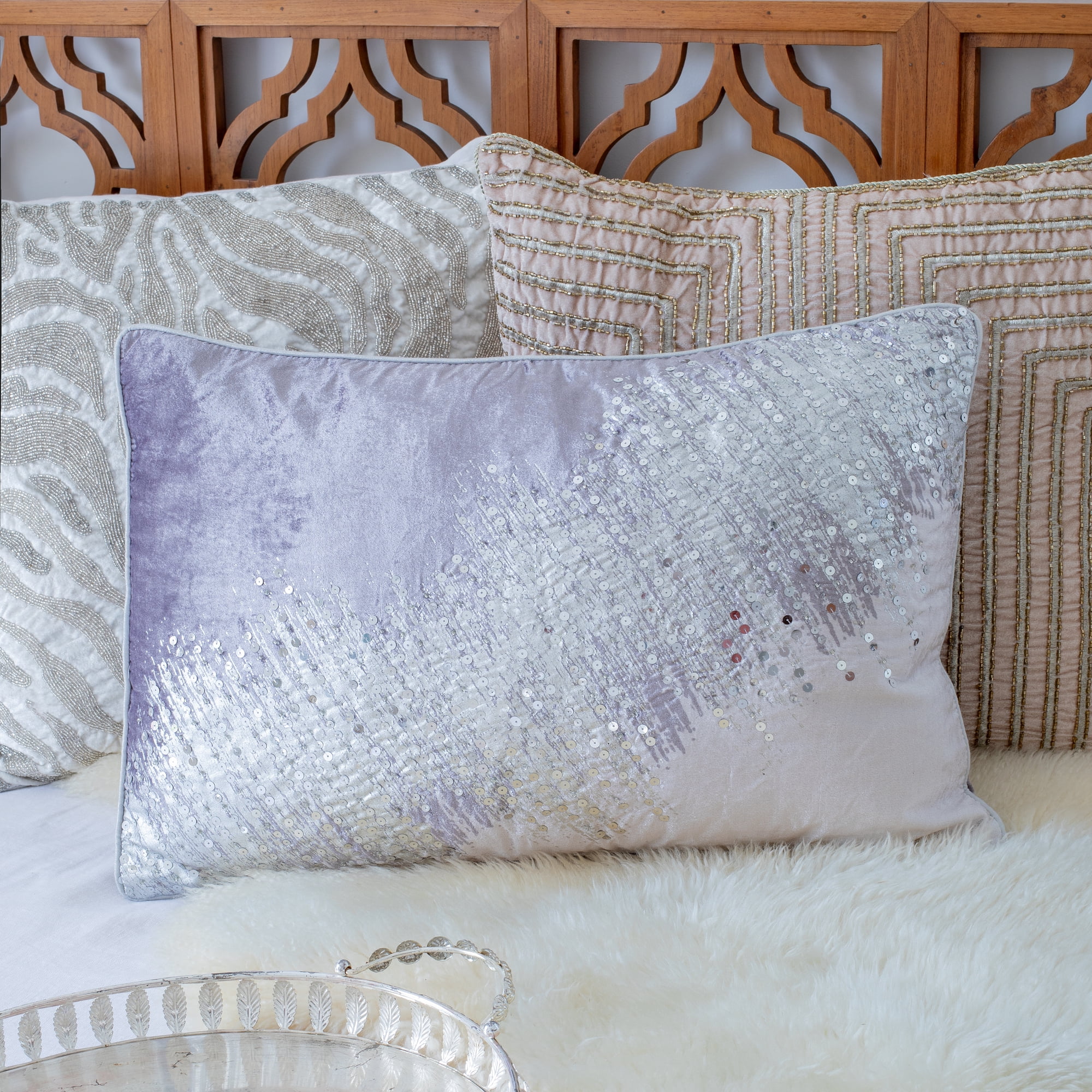 Harlow Hill Demi 16" x 24" Gray/Silver Geometric Polyester Adult Decorative Throw Pillow Cover