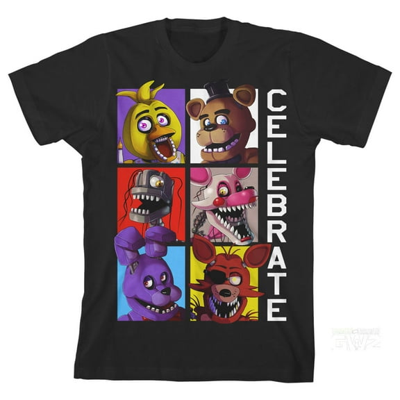 Five Nights at Freddy's Celebrate Boy's Black T-shirt-Medium