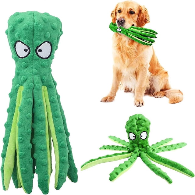 Octopus Dog Toys, No Stuffing Squeaky Dog Toys Interactive Octopus Dog Chew Toys with Small Medium Dogs Playing and Training (Green)