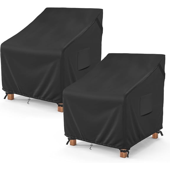 MR. COVER Patio Furniture Covers Waterproof, Outdoor Chair Covers for Rocking Chair, Heavy Duty Patio Chair Cover Fits up to 35"W x 37"D x 36"H, Anti-UV, Black, 2 Pack
