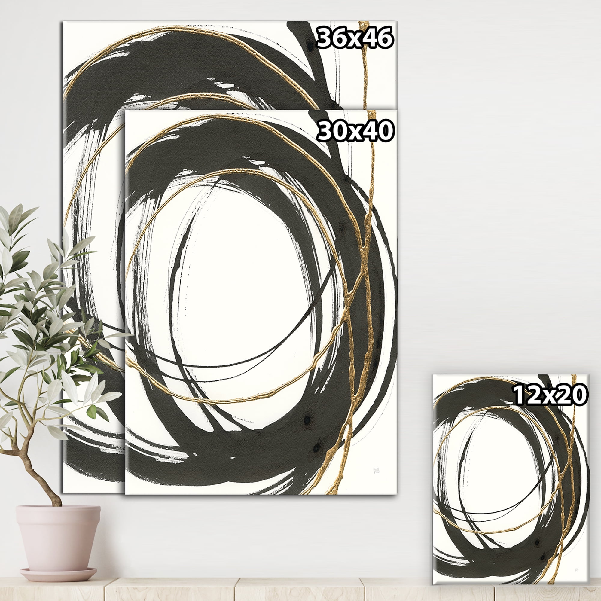 Designart 'Gold Glamour Circle III' Posh & Luxe gallery-wrapped Canvas