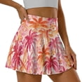 thumbnail image 3 of Xoenoiee Tropical Plumeria Flower Palm Leaves Print Women's High Waisted Pleated Tennis Skirts with Pockets Inner Shorts Lightweight Athletic Golf Skorts for Women, Size 2XL, 3 of 7
