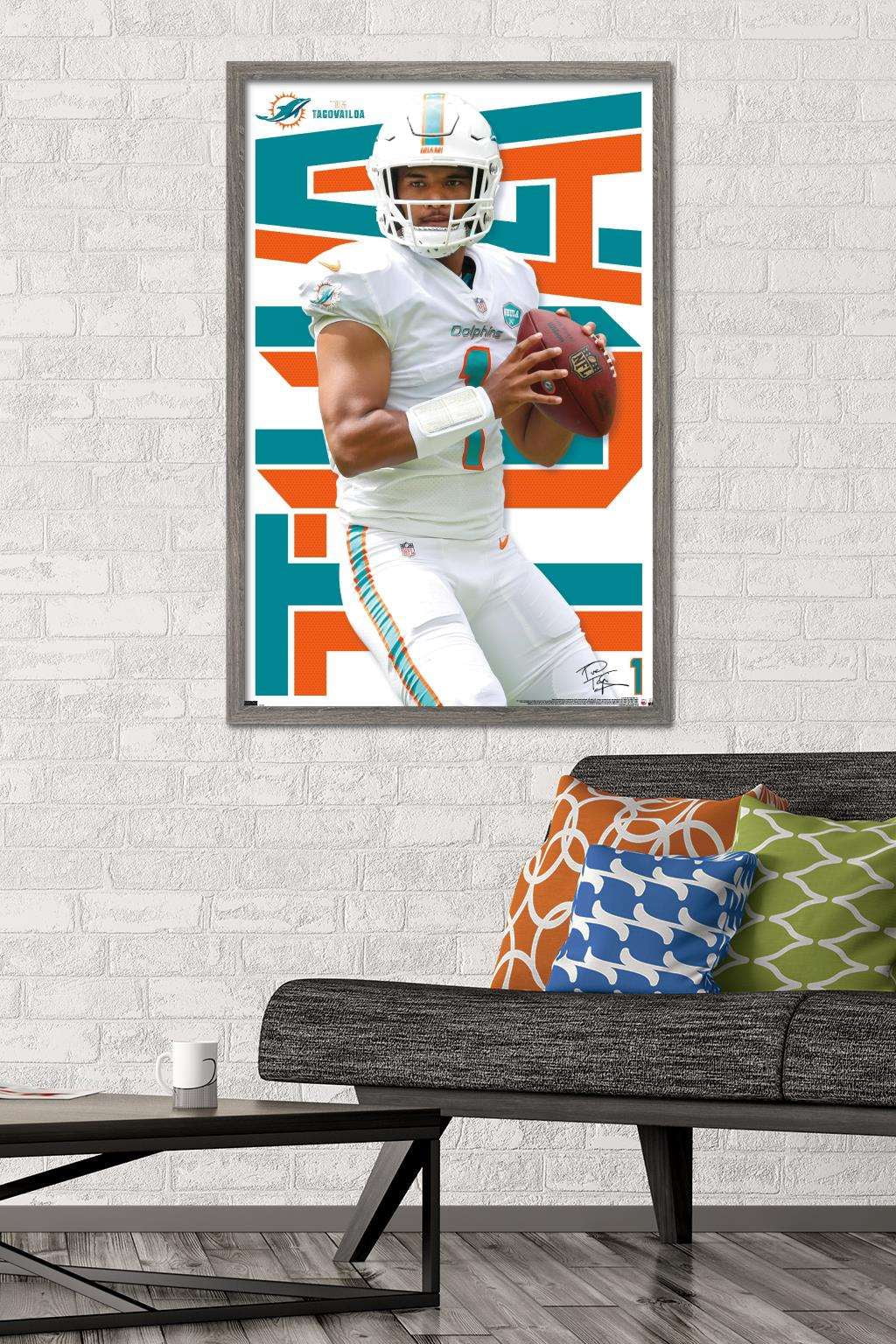NFL Miami Dolphins - Tua Tagovailoa 20 Wall Poster, 22.375" x 34", Framed