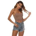thumbnail image 4 of Amilia Women's Basic Solid Cami Spaghetti Double Layer Crop Tank Top, 4 of 7