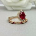 thumbnail image 3 of Gems Jewels 2.00 Ctw Oval Cut Garnet & Diamond Wedding Anniversary Engagement Bridal Set Ring 14K Rose Gold Plated 925 Sterling Silver 925 Sterling Silver -9, 3 of 5