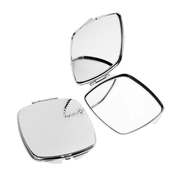2 Piezas Bolsillo Plegable Maquillaje de dos cara Espejo Cuadrado Perfecl