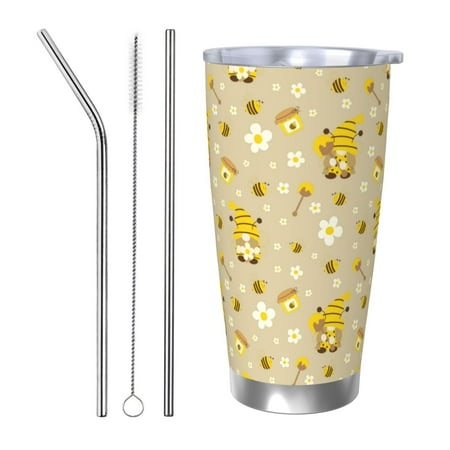 

Goofa Cute Bee Gnome 2 for 20 oz Skinny Tumbler Stainless Steel Coffee Mug Slim Vacuum Insulated Travel Cup Car Cup-Straw Three-piece Set
